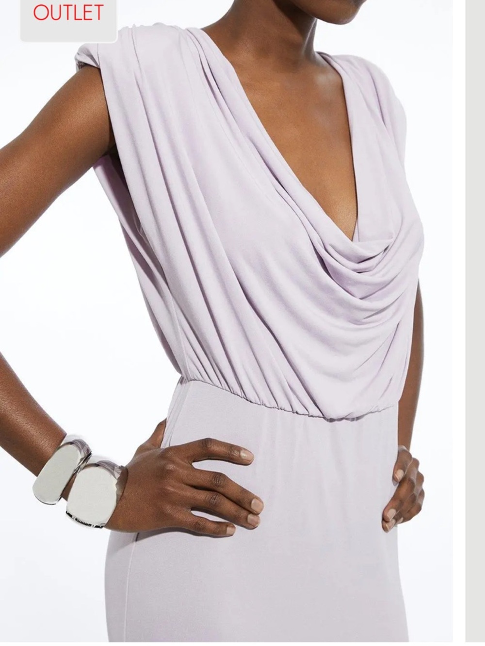 Karen Millen Pale Lilac Cowl Neck Jersey Maxi Dress - Picture 3 of 5